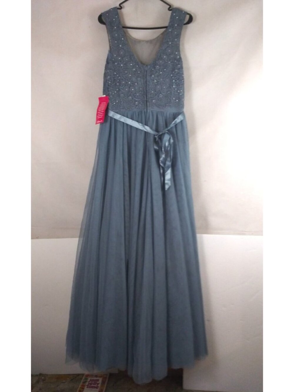 NWT Jodi Kristopher Sleeveless Sequined Tulle Skirt Formal Dress Size 14/15 - Picture 3 of 9